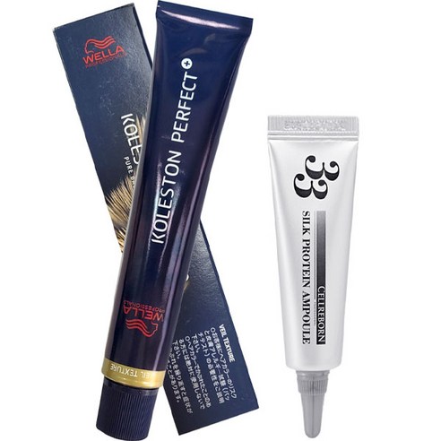 웰라 콜레스톤 퍼펙트 플러스 염모제 80g + 셀리본 33 실크 프로틴 앰플 12ml, 1세트, 10/96