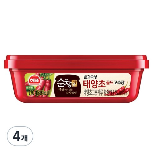 해표 순창궁 태양초 골드 고추장, 170g, 4개