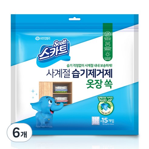 스카트 사계절 습기제거제 옷장 쏙 본품 12p, 360g, 5개