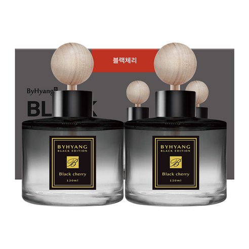 바이향 블랙에디션 카 디퓨저 120ml, 블랙체리, 2개