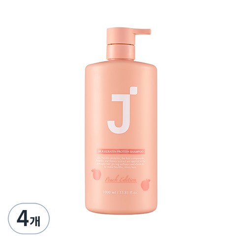 제이숲 실크 케라틴 단백질 샴푸 피치 에디션, 1000ml, 4개