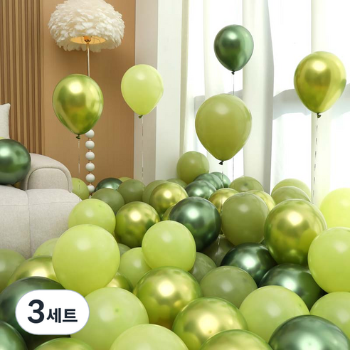 피앤비유니티 풍선 50p 세트 그린, 01 그린 4색혼합, 3세트
