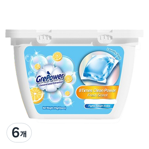 그리파워 엑스트라 캡슐세제 레몬향 416g, 52개입, 6개