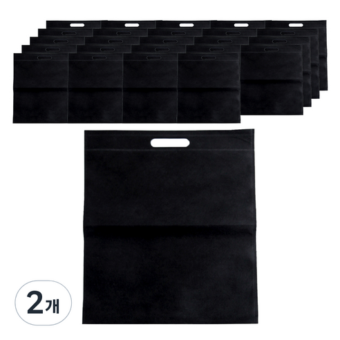 부직포 손잡이봉투 쇼핑백 35 x 45 cm 25p, 블랙, 2개