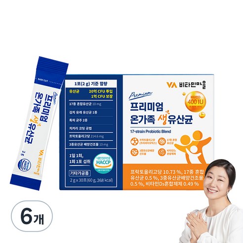 비타민마을 프리미엄 온가족 생유산균 30p, 60g, 6개