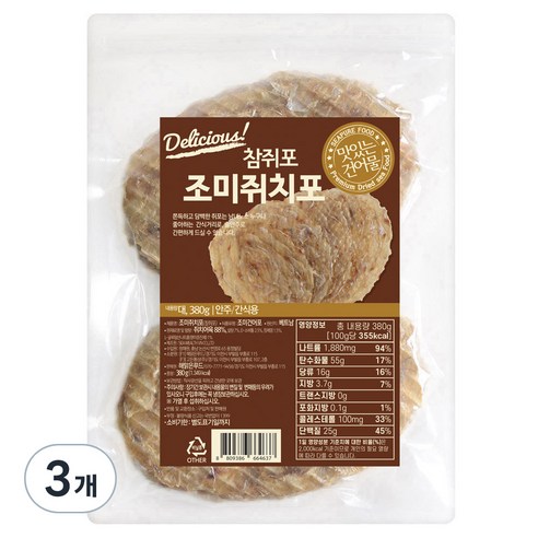 해맑은푸드 참쥐포, 380g (대), 3개