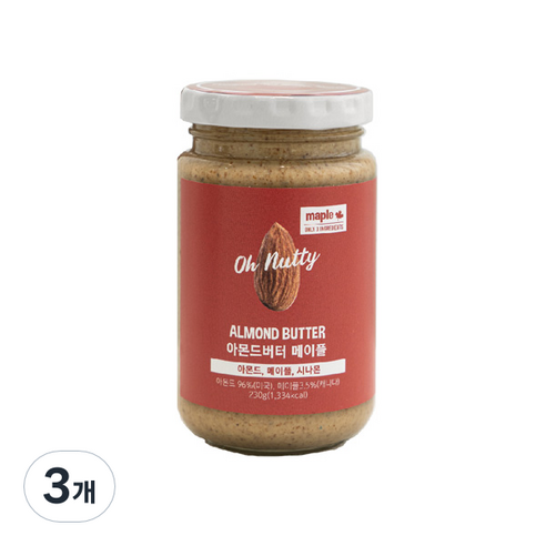 오넛티 아몬드버터 메이플, 230g, 3개