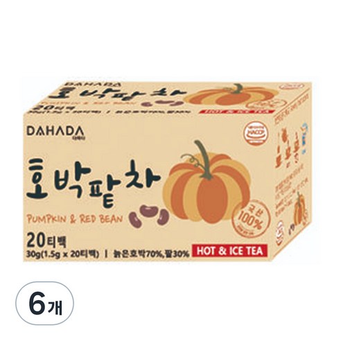 다하다 호박팥차, 1.5g, 20개입, 6개