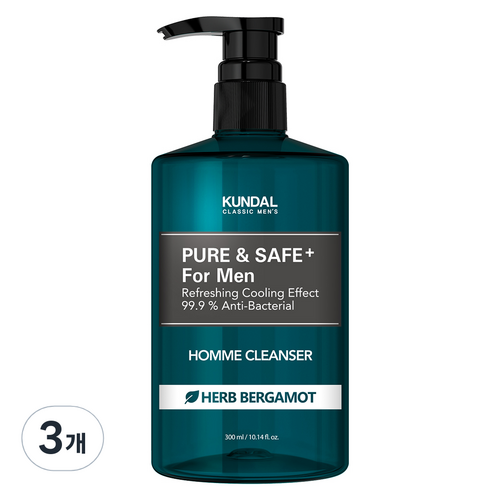 쿤달 쿨링 남성청결제 베르가못향, 300ml, 3개
