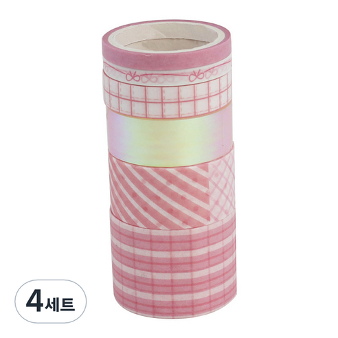 로벨리앙 다용도 종이 마스킹테이프 6종 세트, 핑크혼합, 4세트