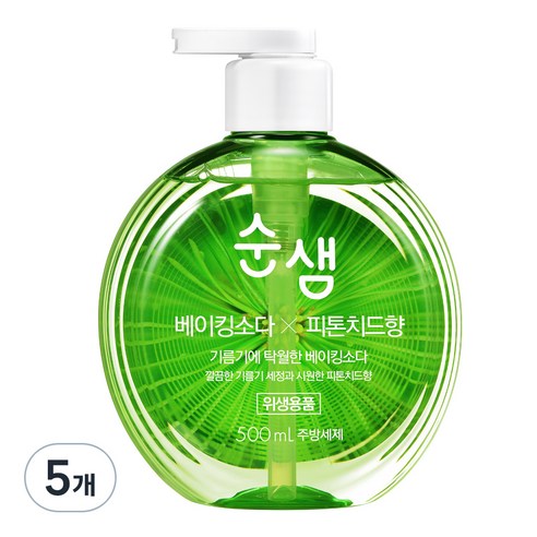 순샘 베이킹소다 피톤치드향 주방세제, 500ml, 5개