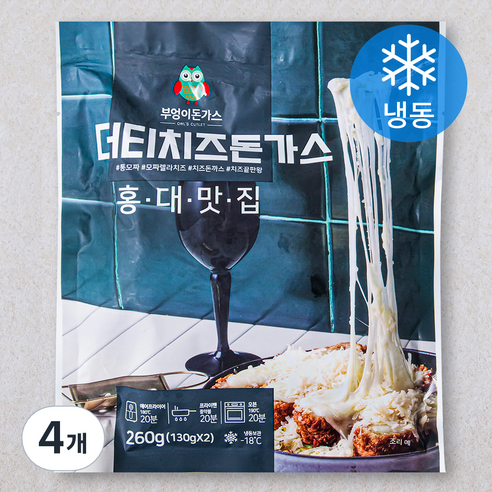 부엉이돈가스 더티 치즈 돈가스 (냉동), 260g, 4개