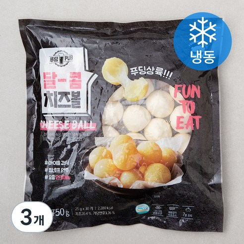 푸딩팩토리 푸딩펍 달콤치즈볼 (냉동), 750g, 3개