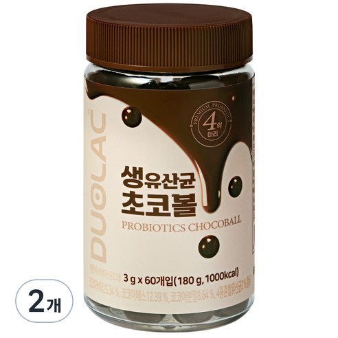 초코릿  듀오락 생유산균 초코볼, 180g, 2개