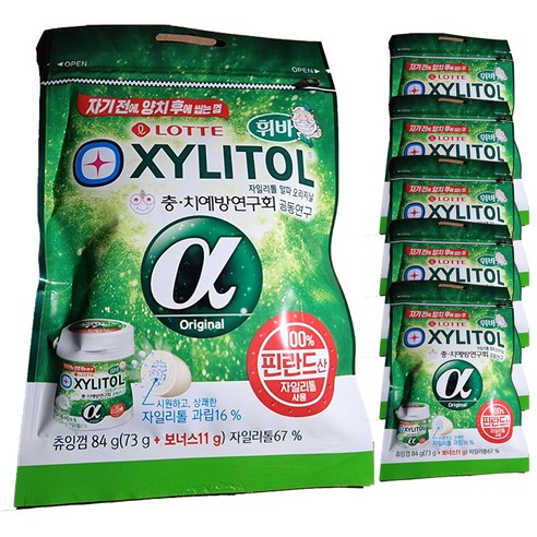 롯데자일리톨 알파 껌, 84g, 6개