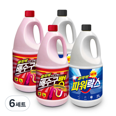아토세이프 매직싹 배수구 뻥 배수구 세정제 2L 2p + 매직싹 파워락스 2L 2p, 6세트
