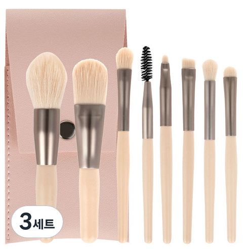 생활공식 휴대용 메이크업 브러쉬 8종 세트, 3세트, 혼합색상