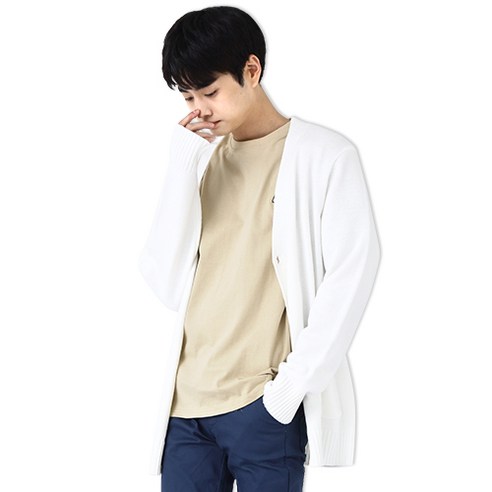 남성용 모던 소프트 니트 가디건, 화이트