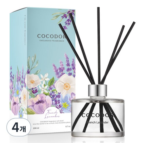 코코도르 퍼퓸 디퓨저, 프렌치라벤더, 200ml, 4개