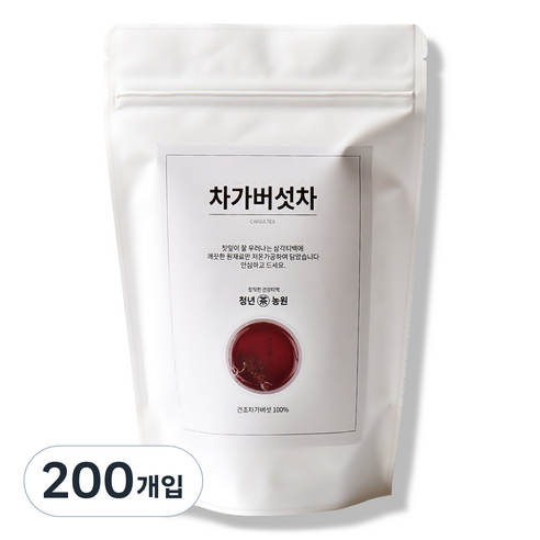 청년농원 저온가공 차가버섯차 삼각티백 입, 1g, 200개입