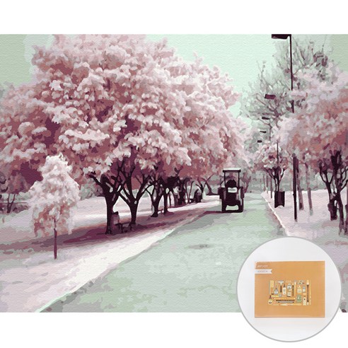 아트조이 DIY 명화 그리기 세트 40 x 50 cm 가로형, 꽃 피는 날의 마차