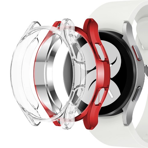 누아트 풀커버 케이스 44mm 2개입, 레드, 투명