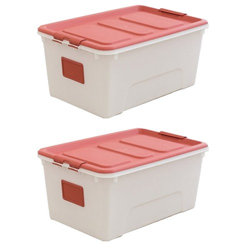 리빙숲 스퀘어 리빙박스, 레드, 52L, 2개