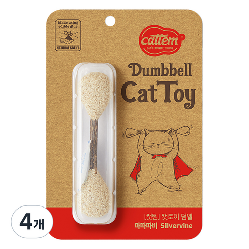캣템 고양이 덤벨 장난감 2.5 x 10.5 cm, 마따따비, 4개