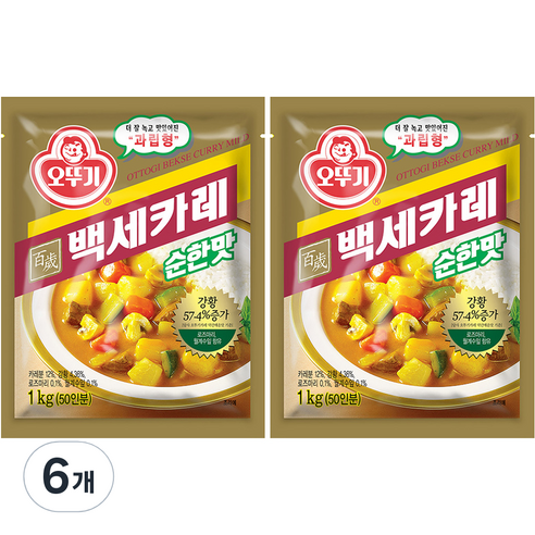오뚜기 백세카레 순한맛, 1kg, 6개