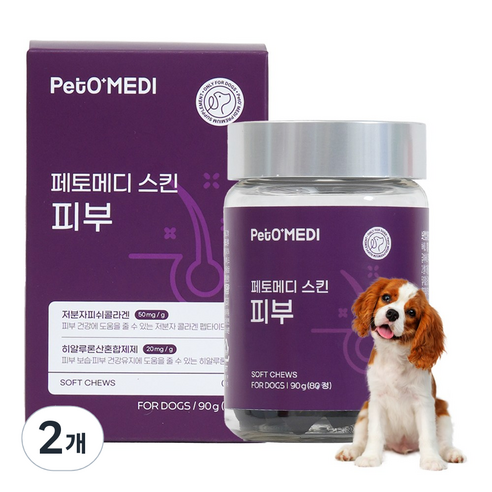 브리지테일 페토메디 스킨 피부 강아지 전용 영양제 80정, 가수분해 새우, 2개, 피부/피모
