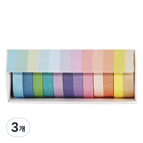 파스텔 다꾸 마스킹 종이 데코 테이프 12색 좁은 테이프, 3개