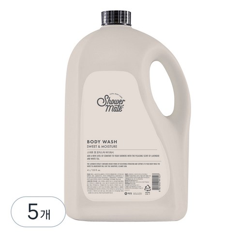 샤워메이트 스위트 앤 모이스처 바디워시, 4000ml, 5개