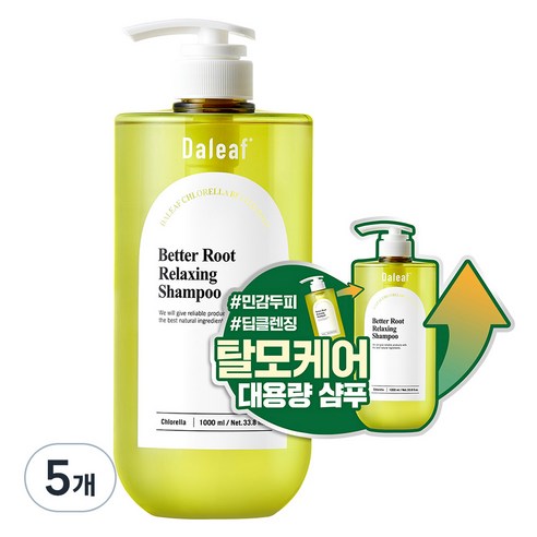 달리프 클로렐라 베러 루트 릴렉싱 탈모 완화 기능성 샴푸, 1L, 5개
