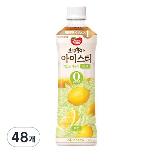 동원 보성홍차 아이스티 제로 레몬, 500ml, 48개