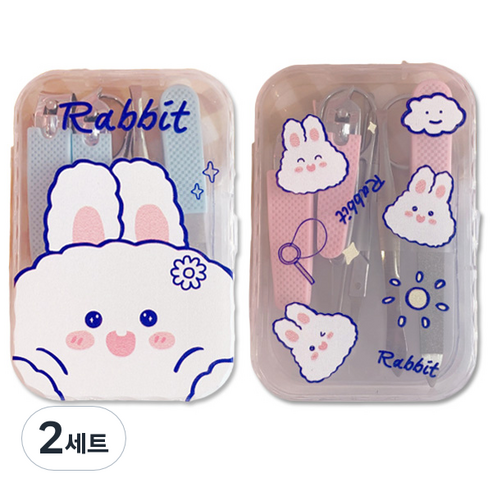 OON 휴대용 당근토끼 뷰티케어 2종 A세트, 블루 + 핑크, 2세트