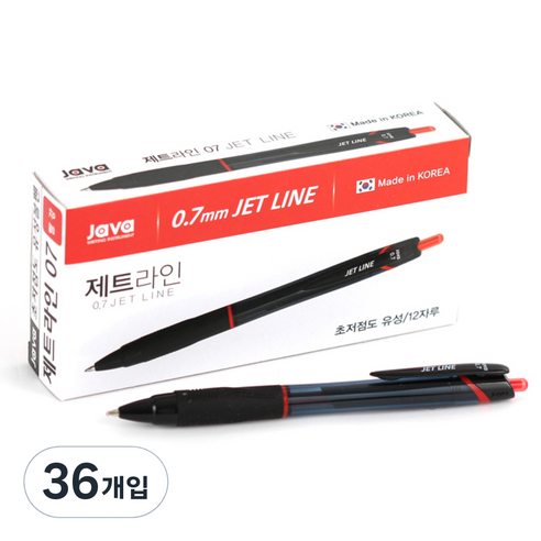자바펜 0.7mm 제트라인 펜, 레드, 36개
