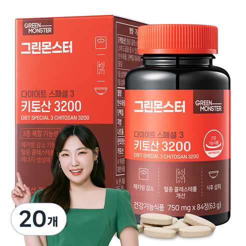 그린몬스터 다이어트 스페셜 3 키토산 3200, 84정, 20개