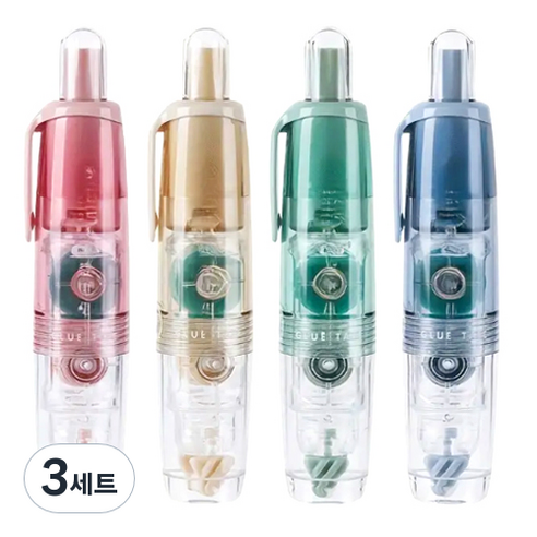 다다 리틀푸딩 360도 회전형 양면 풀테이프 6mm x 5m 4종세트, 혼합색상, 3세트