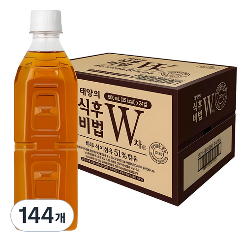 태양의 식후비법 W차 무라벨, 500ml, 144개
