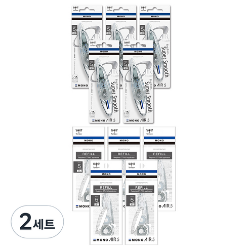 톰보우 모노에어 펜타입 수정테이프 5개 + 리필 5개, 스탠다드, 2세트