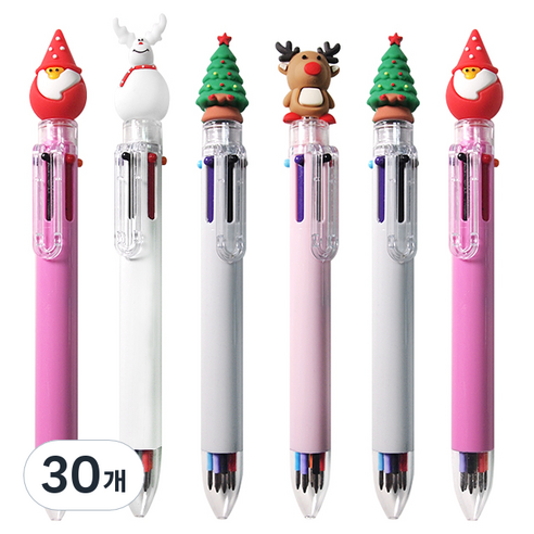 투영디자인 X MAS 6색 볼펜 0.7mm, 랜덤 발송, 30개