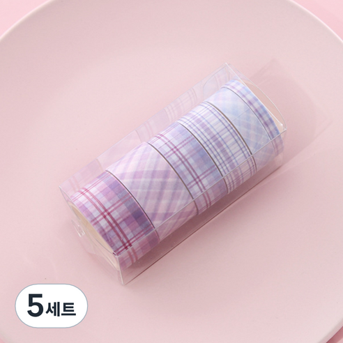 해피제이 다꾸 벽꾸미기 파스텔 체크 마스킹테이프 6종 세트, 5세트, 3 퍼플
