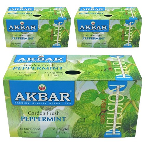 아크바 페퍼민트 허브차, 1.25g, 25개입, 3박스