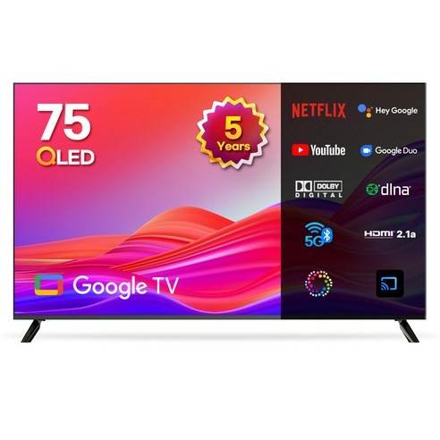 이노스 5년 무상AS 4K UHD QLED 구글 ZERO EDITION TV, 189cm(75인치), G75QLED, 무타공 벽걸이형(추가비용발생), 방문설치