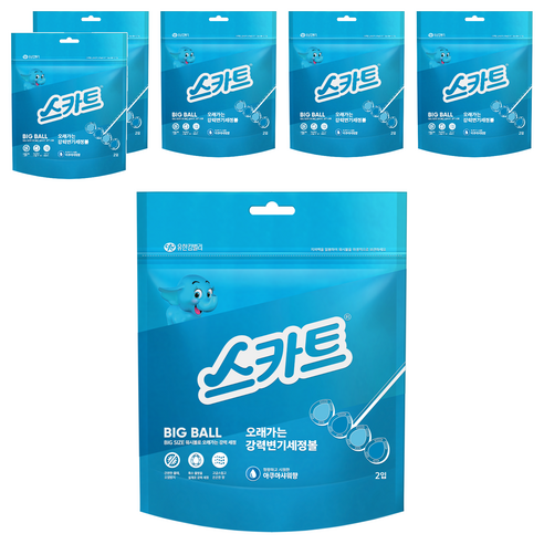 스카트 오래가는 강력 변기 세정볼 아쿠아샤워향 2p, 120g, 6개