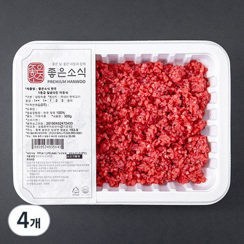 좋은소식 한우 1등급 칼로다진 이유식용 (냉장), 300g, 4개
