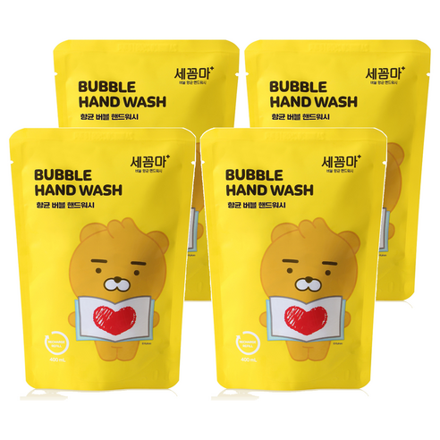 온더바디 세이프프렌즈 버블 항균 핸드워시 리틀라이언 파우더향 리필, 400ml, 4개