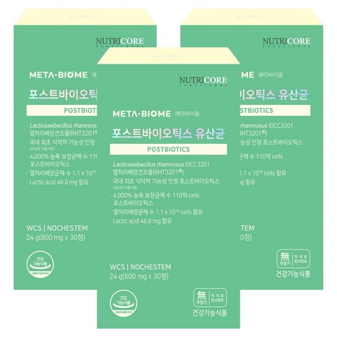 뉴트리코어 포스트바이오틱스 유산균, 30정, 3개