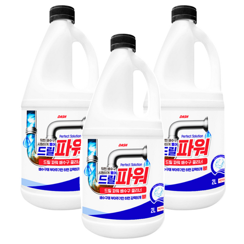 대쉬 드릴 파워 초강력 배수구 클리너, 2L, 3개