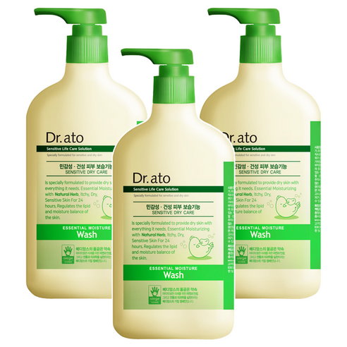 닥터아토 에센셜 모이스춰 워시 유아페이셜클렌져 마일드향, 500ml, 3개